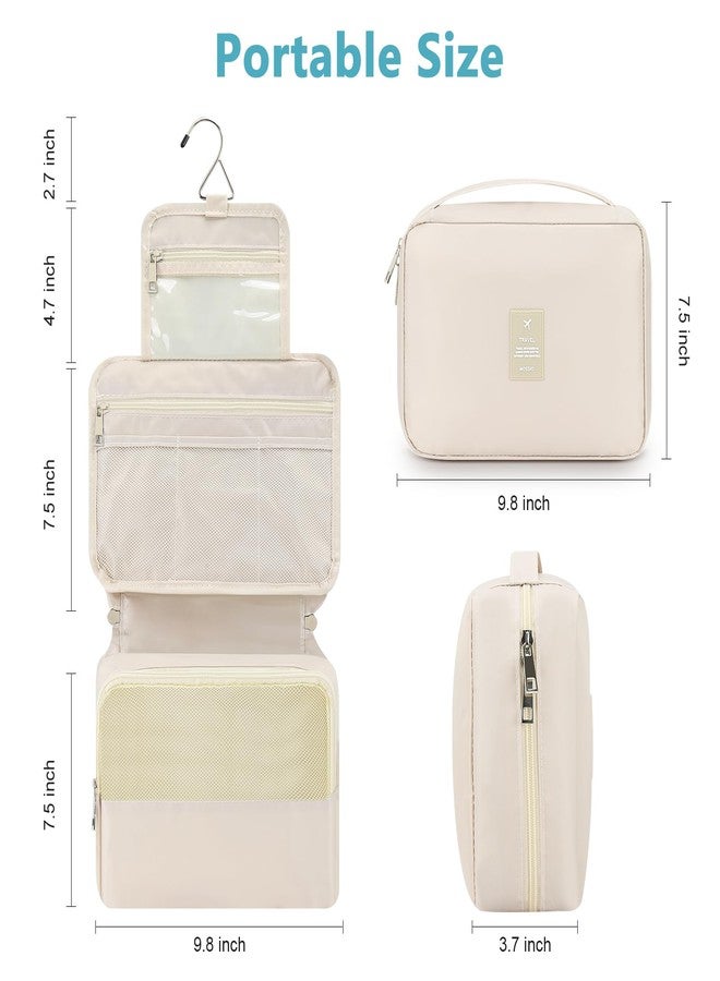 Mossio Hanging Toiletry Bag with Sturdy Hook - Large Portable Cosmetic Makeup Travel Organizer for Men & Women Beige - Image 4